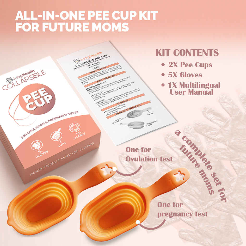 Pee Cup, Reusable Urine Cup for Pregnancy Tests, Ovulation Tests, & Fertility Tests, Family Planning Essentials Sample Containers