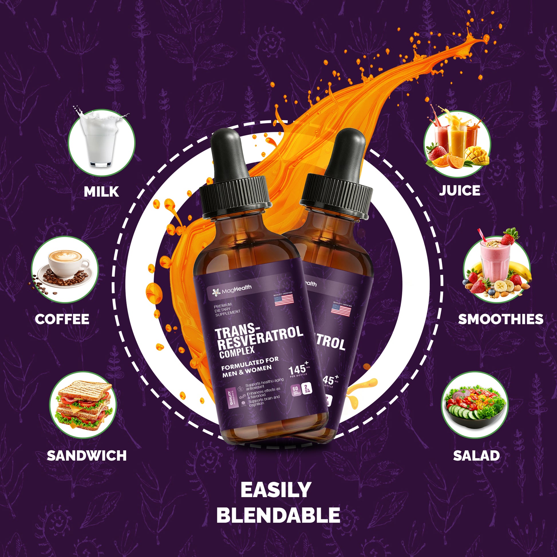 MagHealth Trans-Resveratrol with PQQ, Quercetin & Black Pepper Tincture