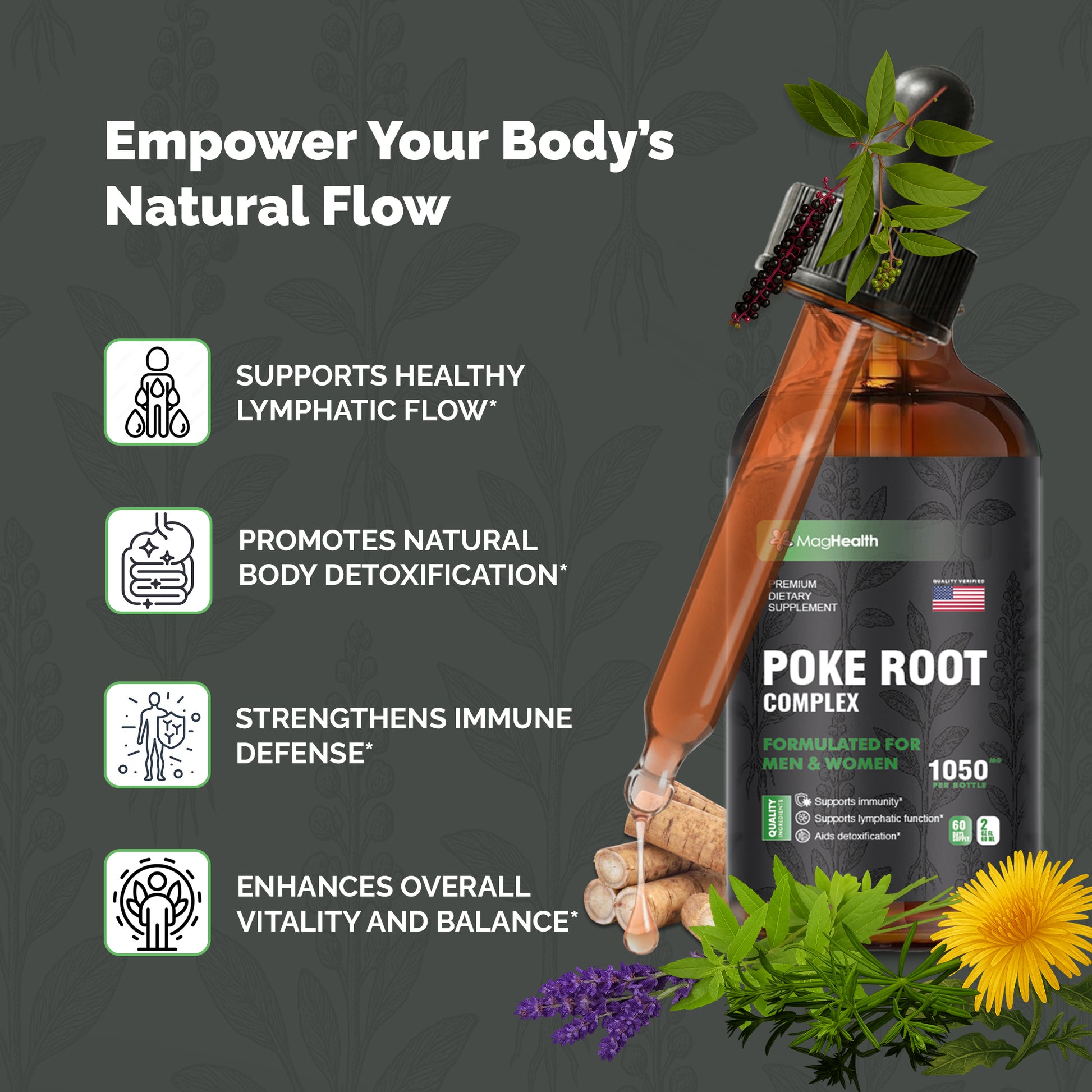 MagHealth Poke Root Complex Drops 6-in-1 Tincture