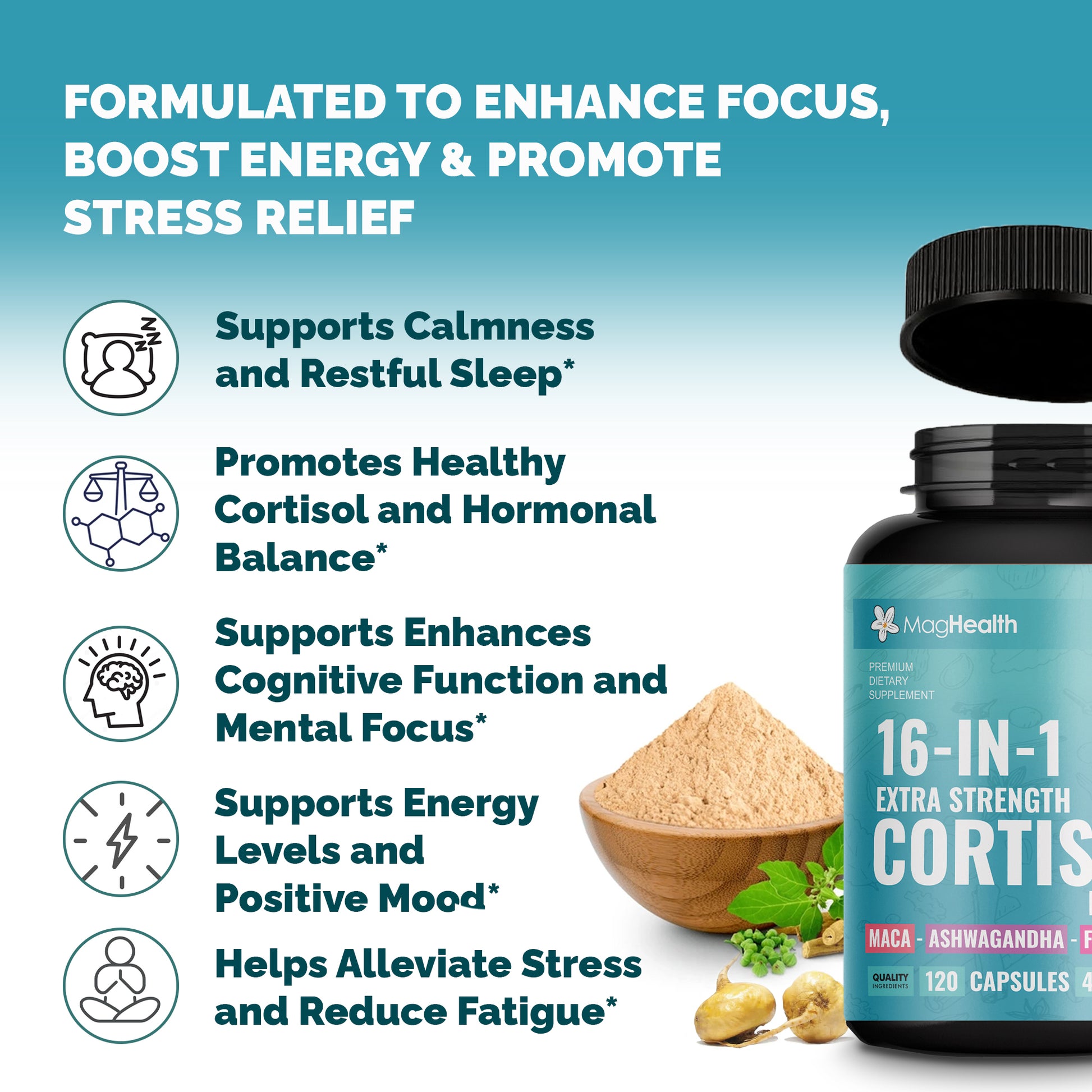 16-in-1 Botanical Adaptogen Blend Supplement for Women & Men