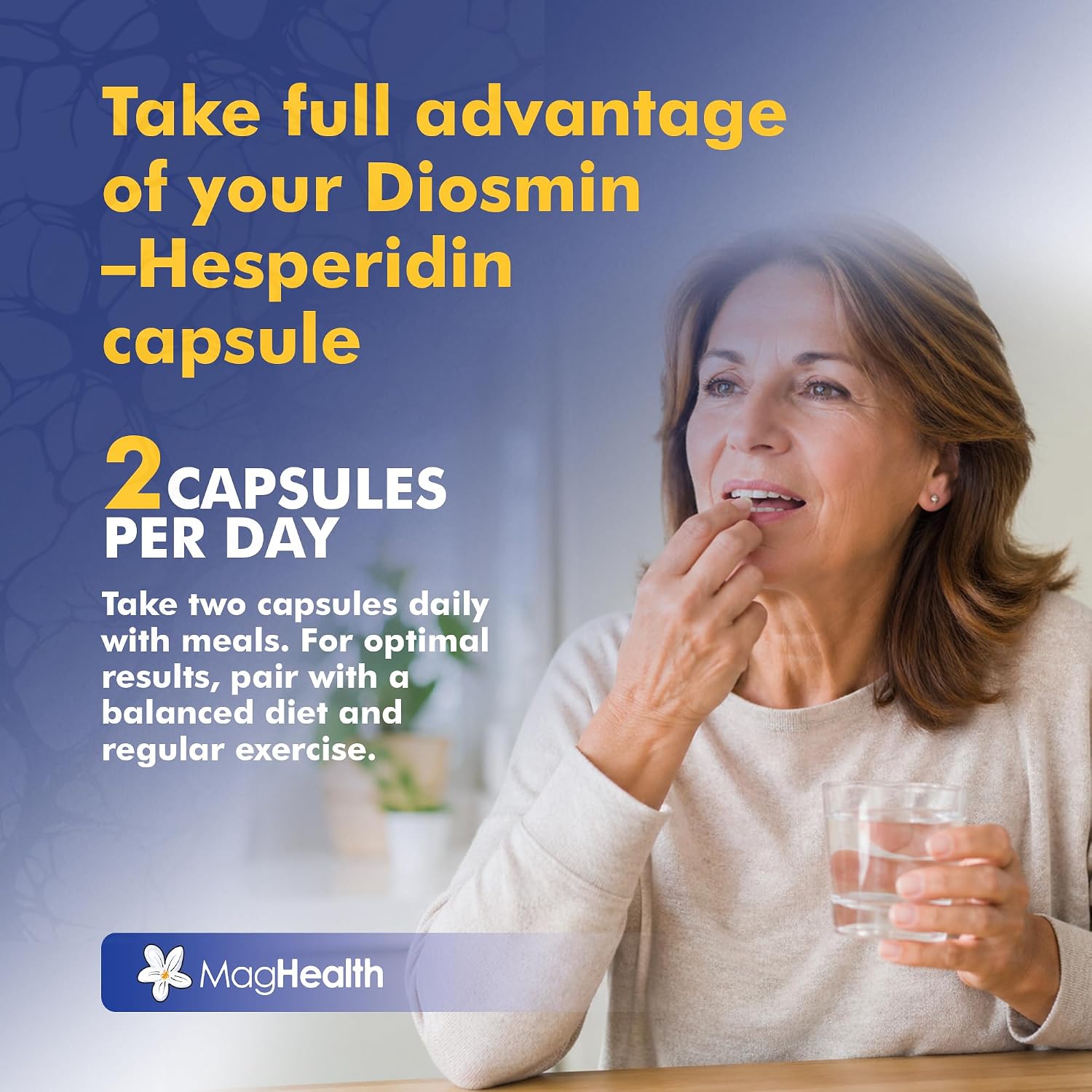 Diosmin Hesperidin 1000mg - MPFF Micronized Formula, 900mg Diosmin + 100mg Hesperidin per Serving | Vein Support, Leg Circulation & Blood Flow Supplement | 60 Capsules, Non-GMO, Gluten Free