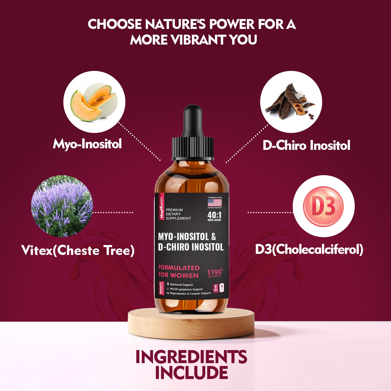 Hormone Balance Drops | Myo-Inositol & D-Chiro Inositol with Vitamin D3