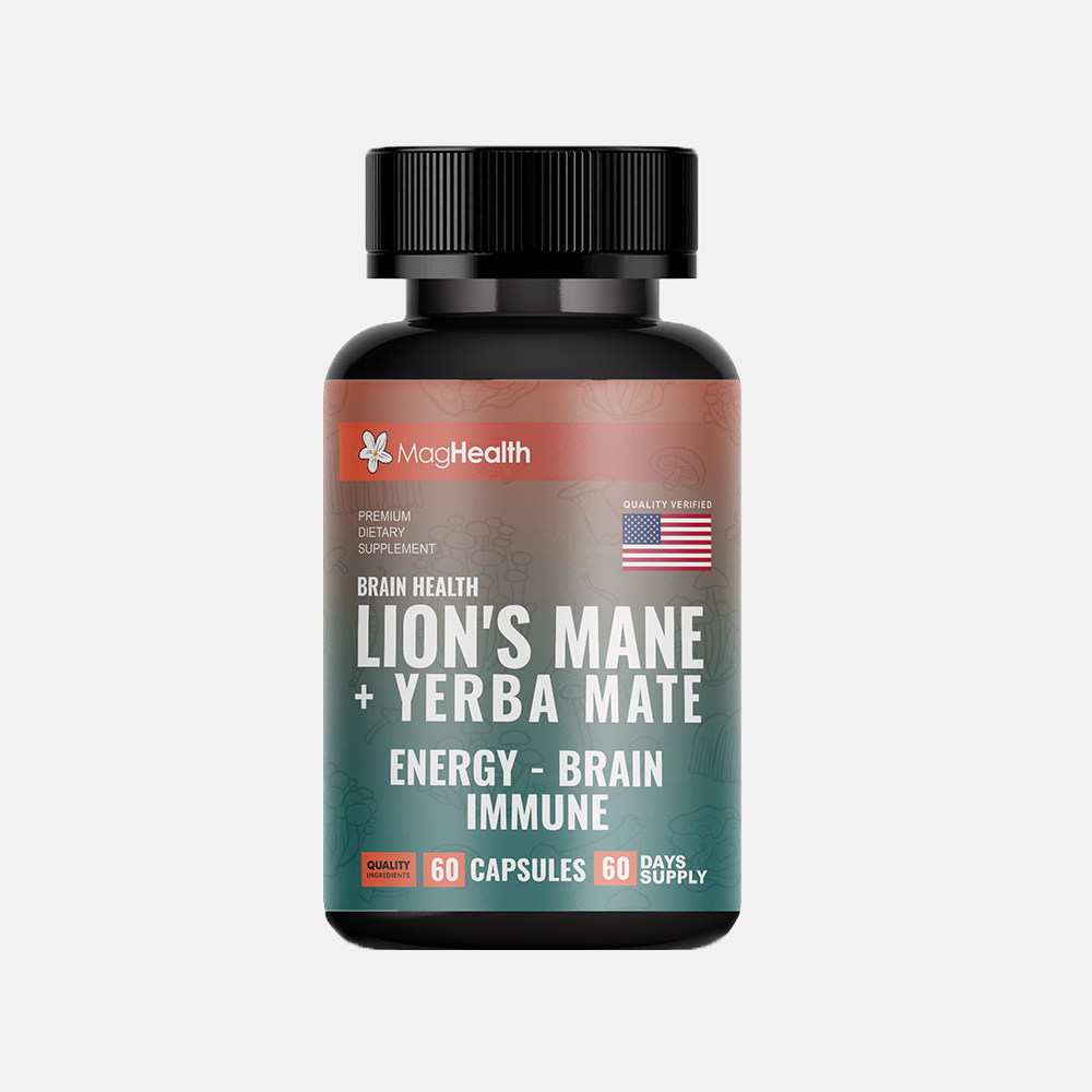 MagHealth Lion's Mane & Yerba Mate Capsules 4-in-1 Nootropic Supplement