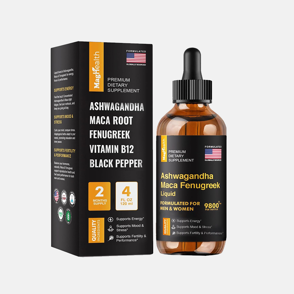 Maca Root Liquid Drops with Ashwagandha and Fenugreek - Focus, Energy and Performance